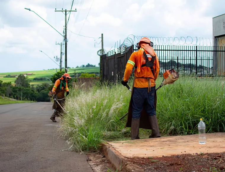 String trimmer being used along a lawn edge