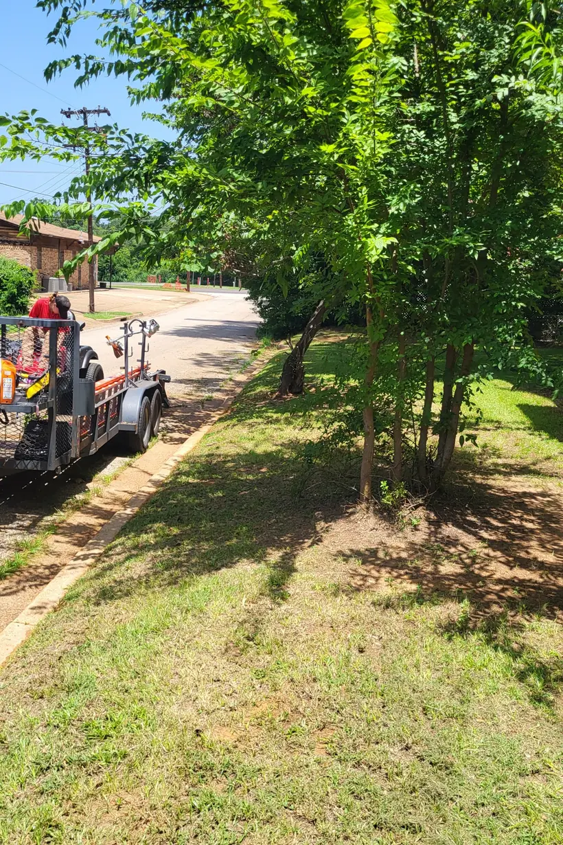D&K truck and trailer on site during a neighborhood job